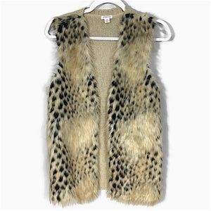 XHILARATION Sz S Faux Fur Vest Animal Print